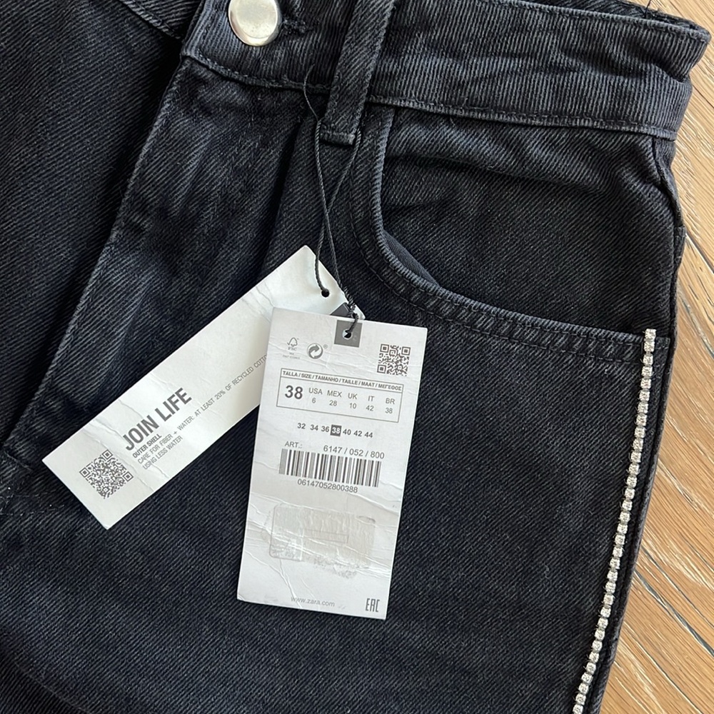 ZARA Z1975 Side Jewel Straight Full Length Jeans - Picture 5 of 6